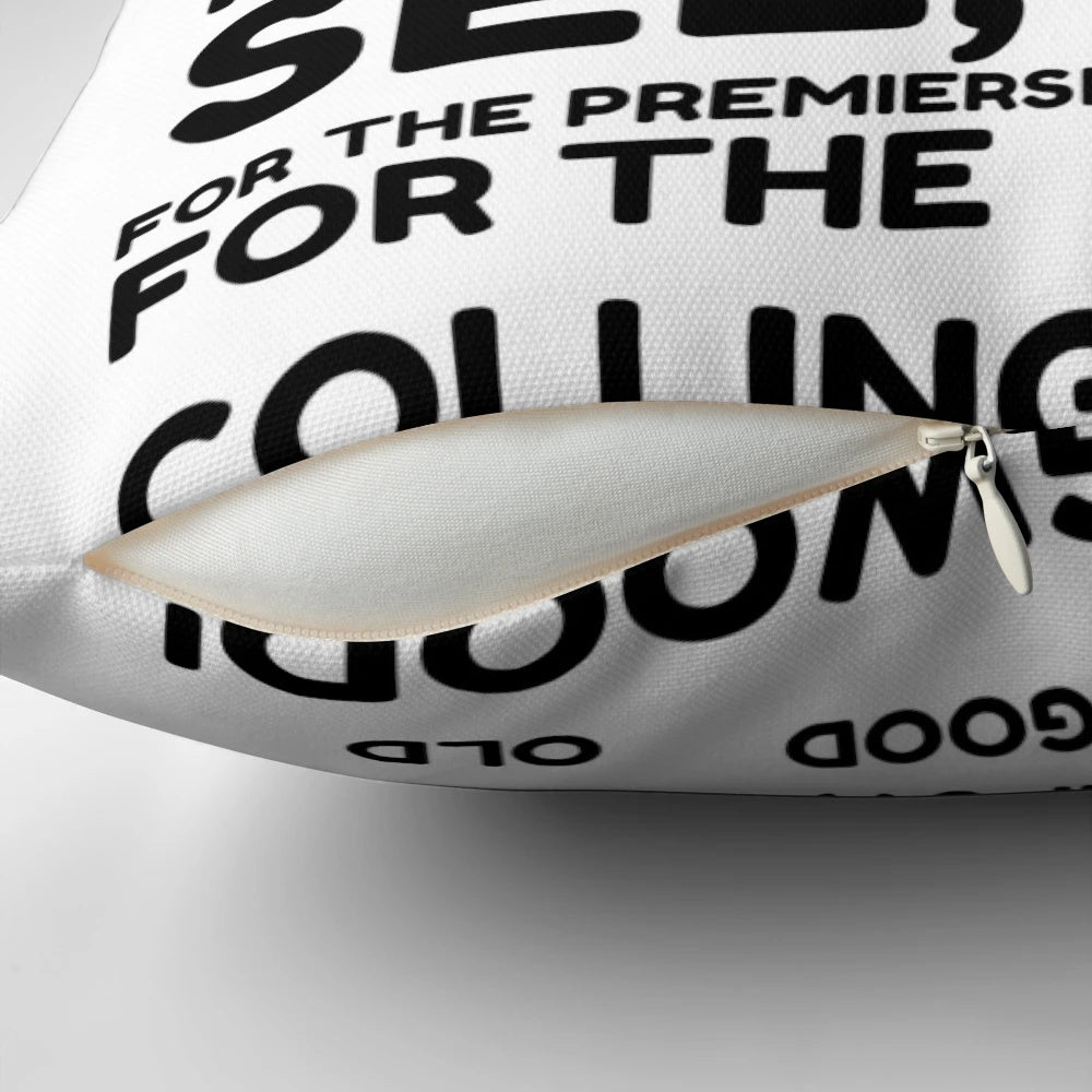 Collingwood Magpies-themed pillow with team colors and logo