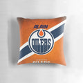 An image of the Oilers Hockey Team Pillow, featuring the team's logo and colors.