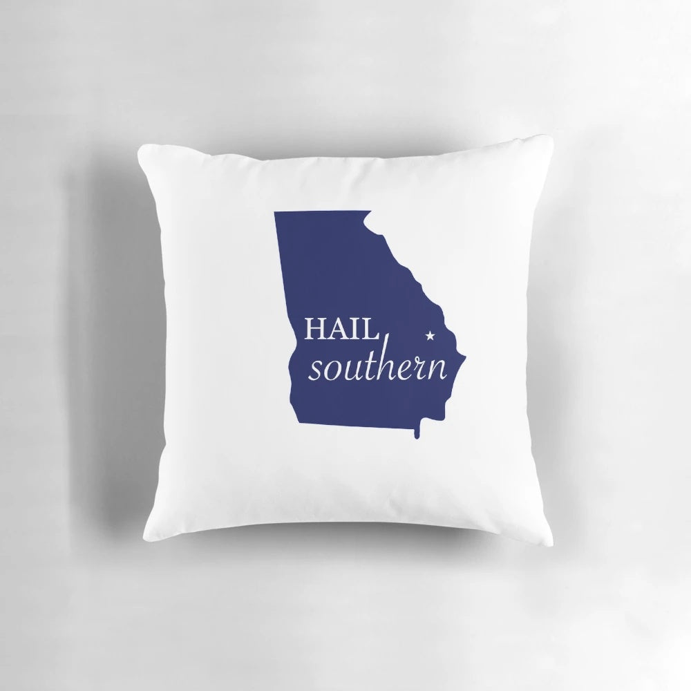 Hail Southern Pillow featuring the Georgia Southern Eagles logo