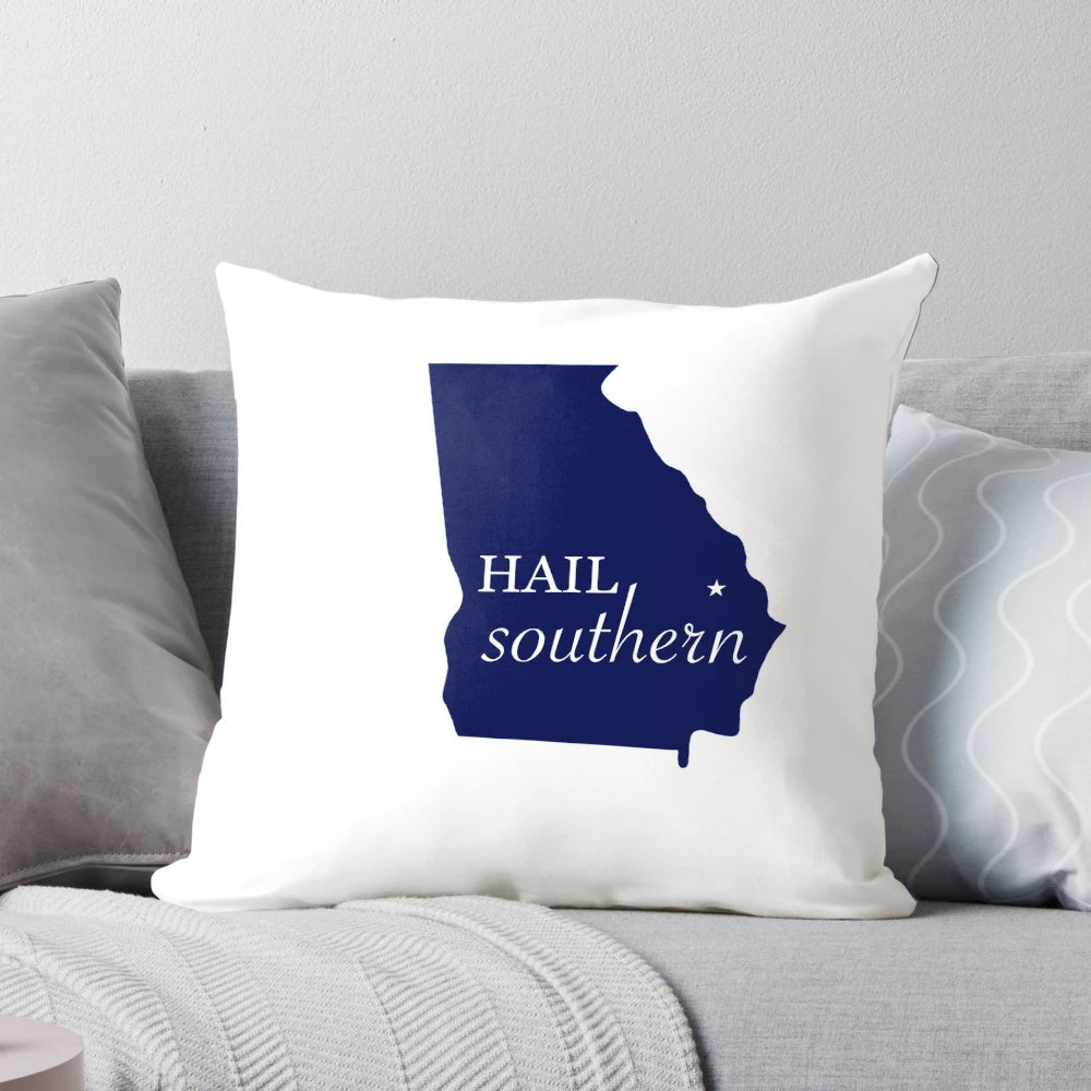 Hail Southern Pillow featuring the Georgia Southern Eagles logo