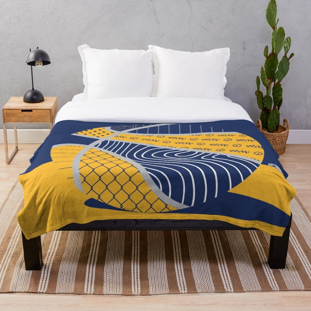 Indiana Pacers fan art plush blanket featuring basketball and graphic design elements