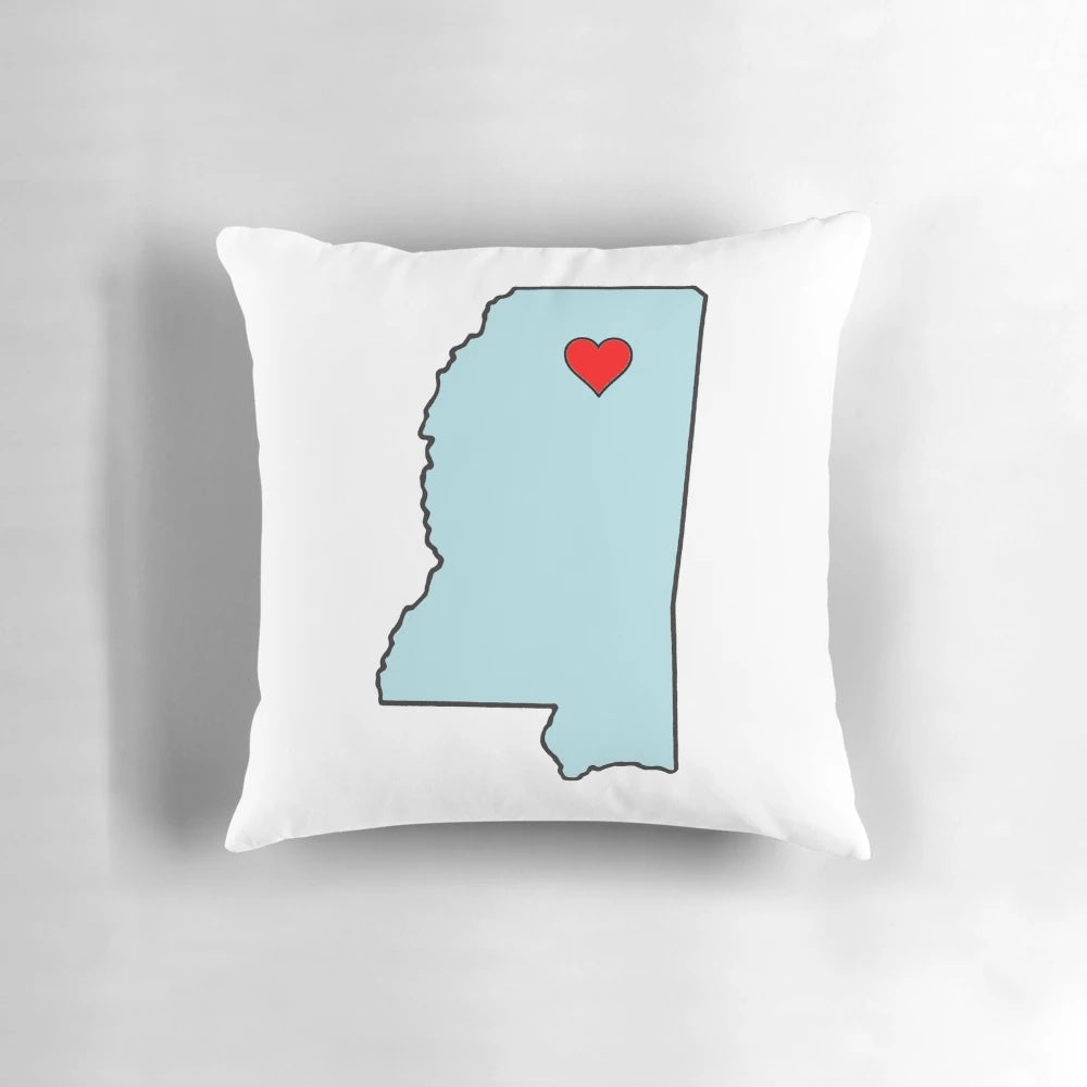 Oxford Mississippi Heart Pillow - Support the Ole Miss Rebels with this heart-shaped powder blue pillow