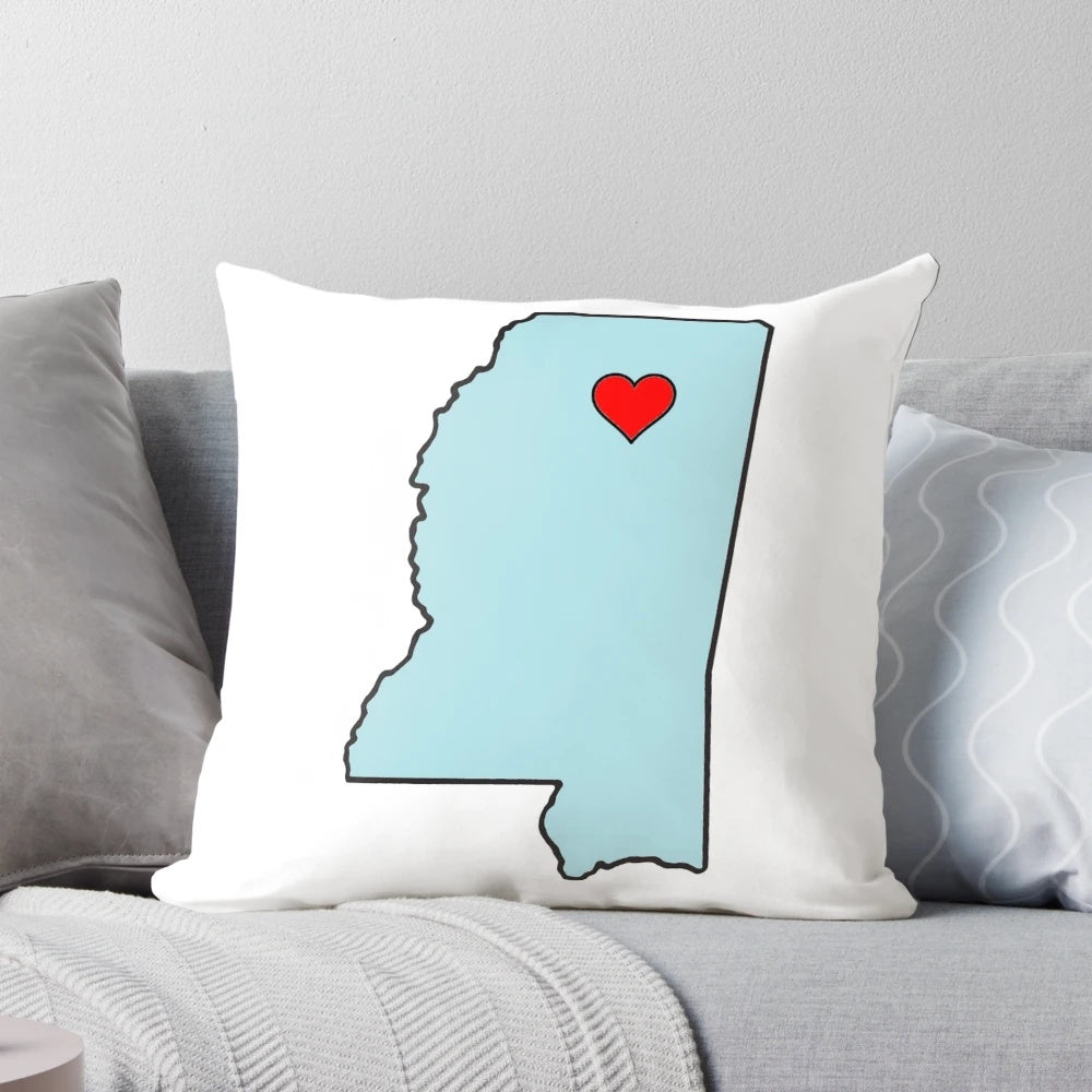 Oxford Mississippi Heart Pillow - Support the Ole Miss Rebels with this heart-shaped powder blue pillow