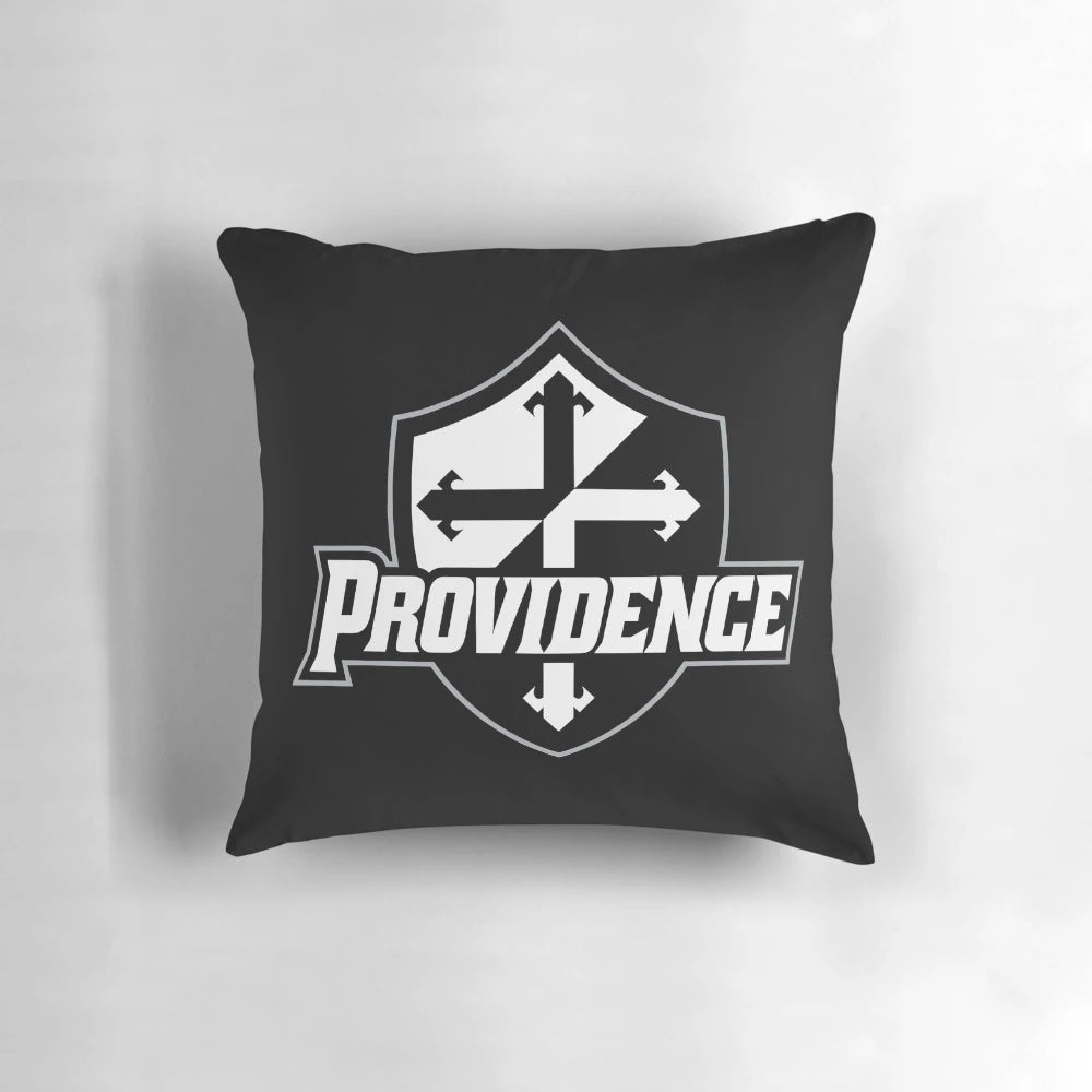A plush, decorative pillow featuring the Providence Friars college team logo.