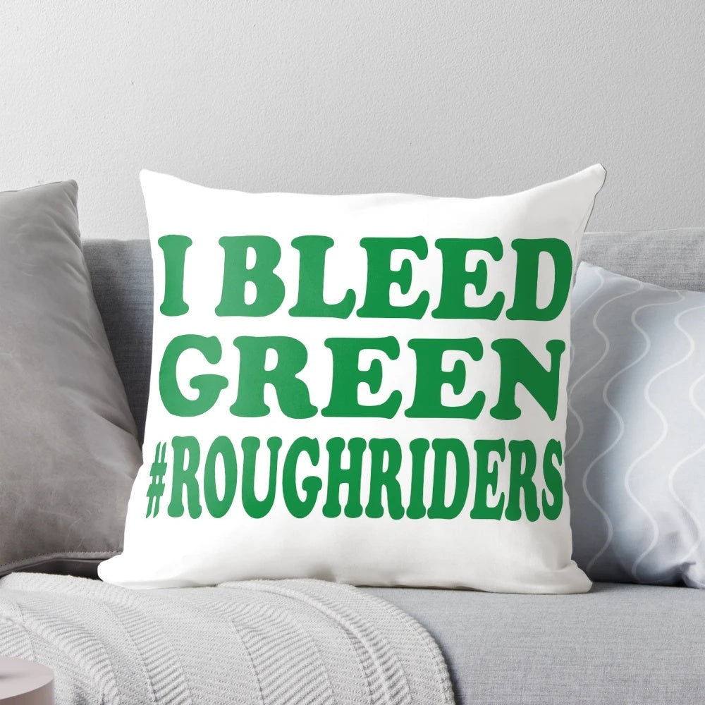 I Bleed Green" Pillow with the Saskatchewan Roughriders Logo