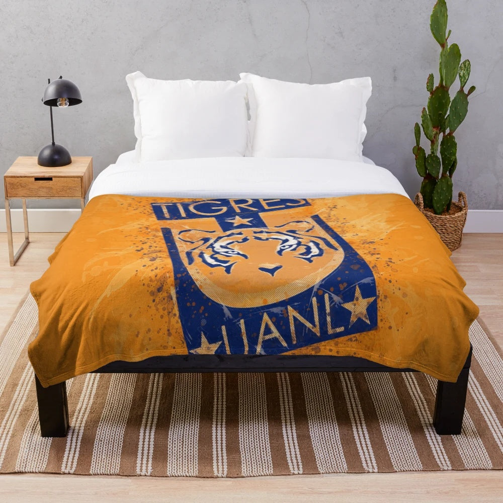 UANL Tigers plush blanket featuring the team's mascot