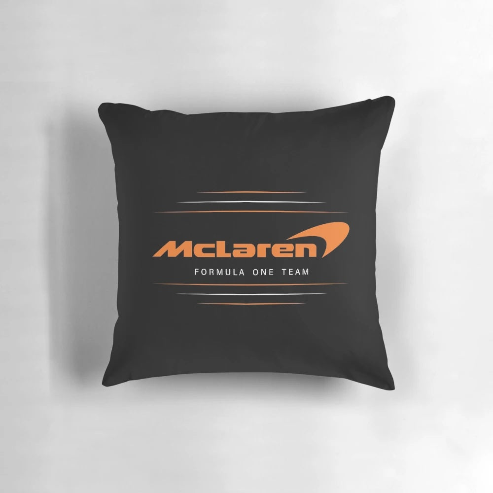 Soft, comfortable pillow featuring the iconic Mclaren Formula One racing team logo and colors