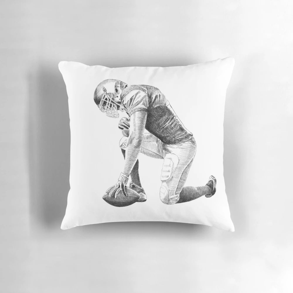 American football-themed decorative pillow with a vibrant design