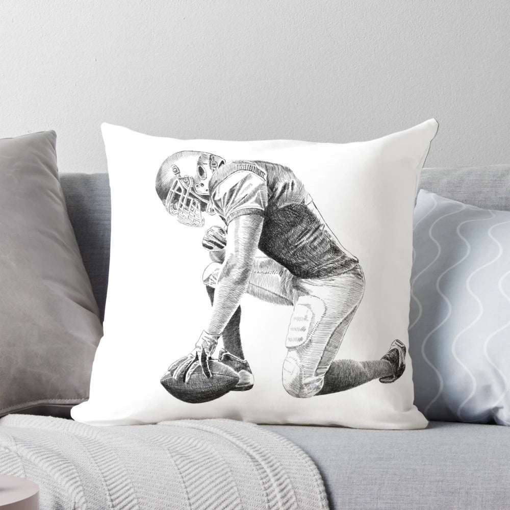American football-themed decorative pillow with a vibrant design