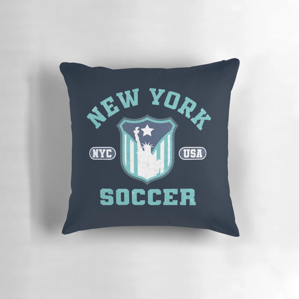 Gotham pillow with New York soccer design