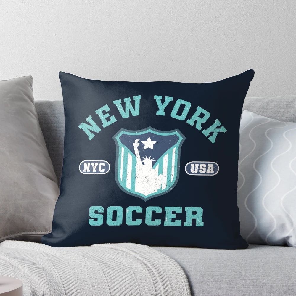 Gotham pillow with New York soccer design