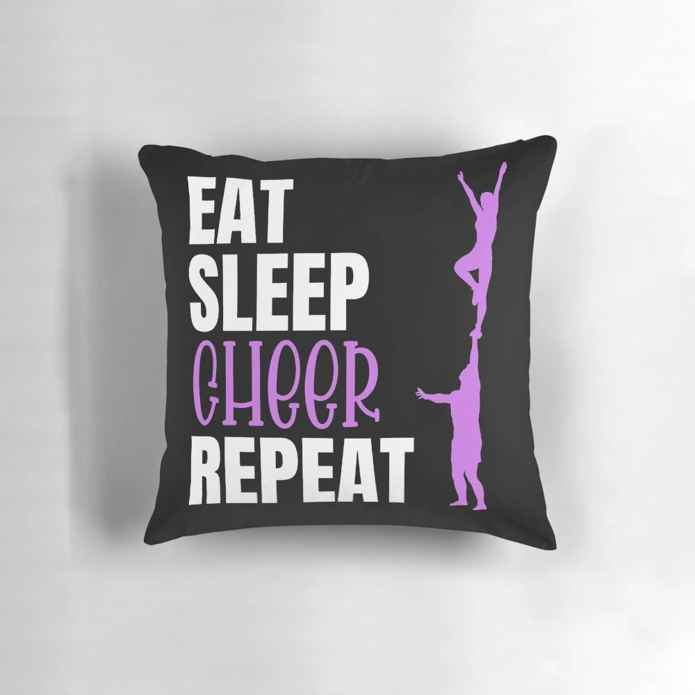 Eat Sleep Cheer Repeat Pillow - Cheerleader Gifts for Cheer Lovers