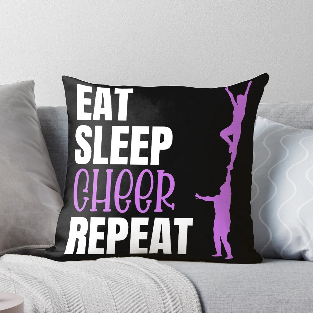 Eat Sleep Cheer Repeat Pillow - Cheerleader Gifts for Cheer Lovers