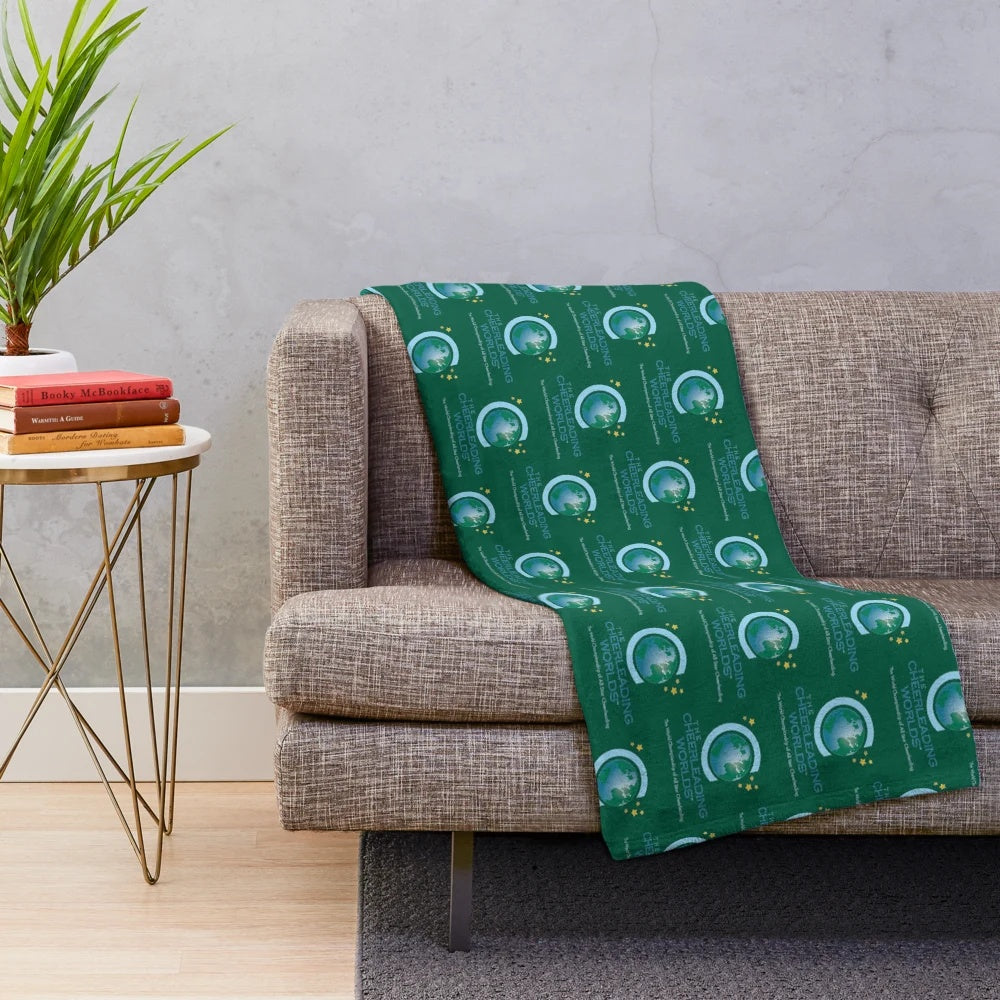 Cozy plush blanket featuring cheerleading Worlds design