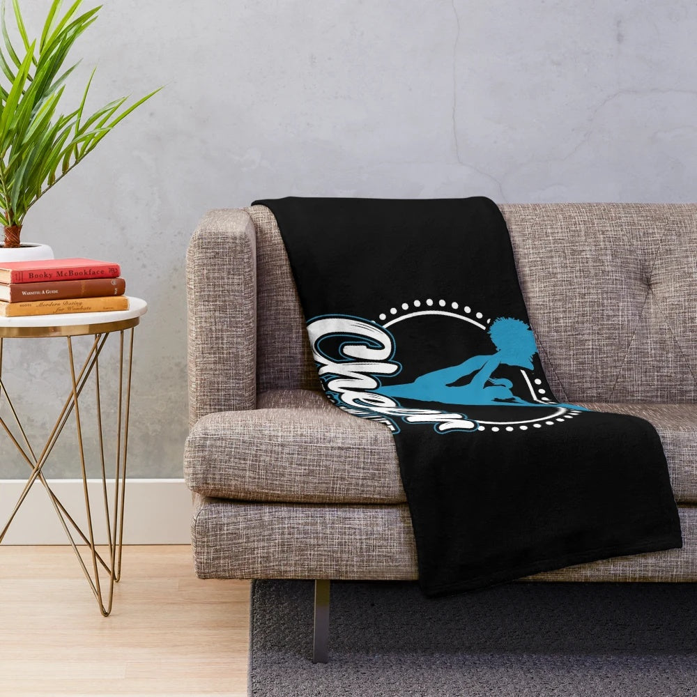 Cheerleader Plush Blanket with Pom Poms and Cheer Uniform
