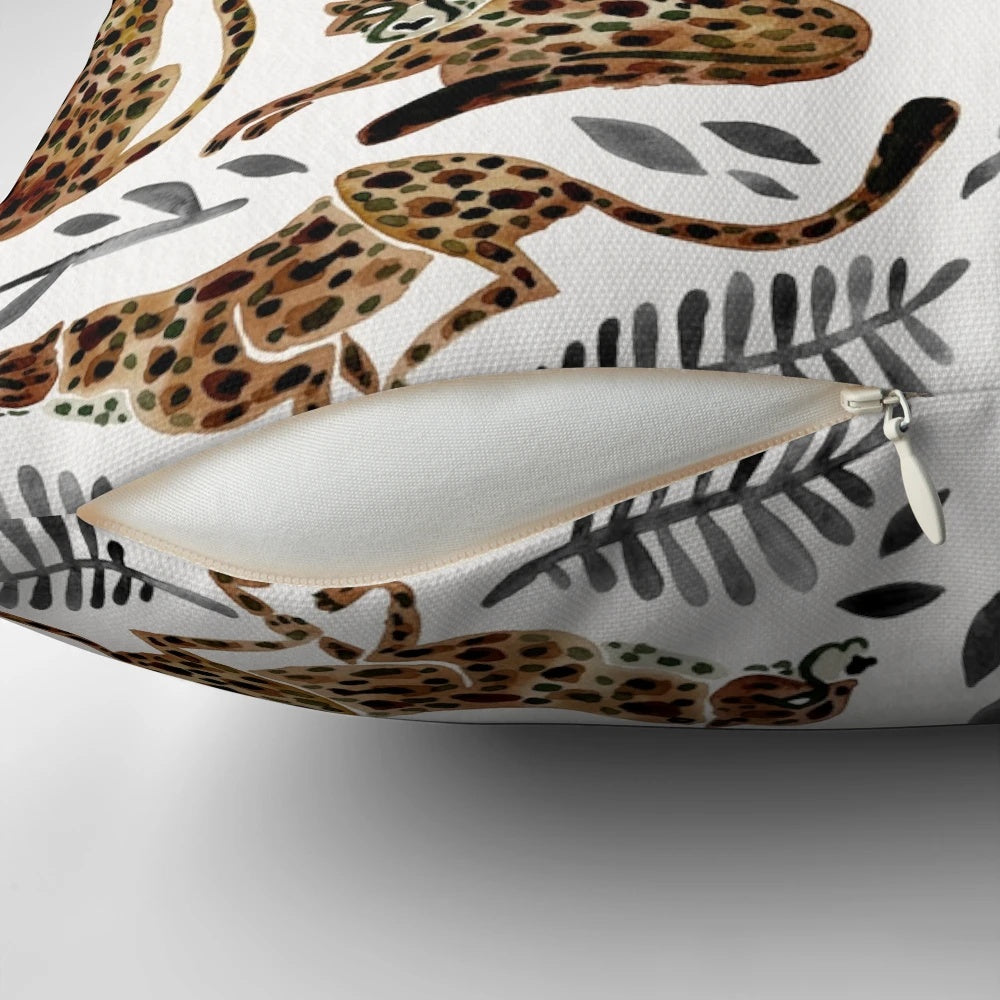 Cheetah print pillow with mocha and black colors, a neutral animal themed decorative throw pillow for the home