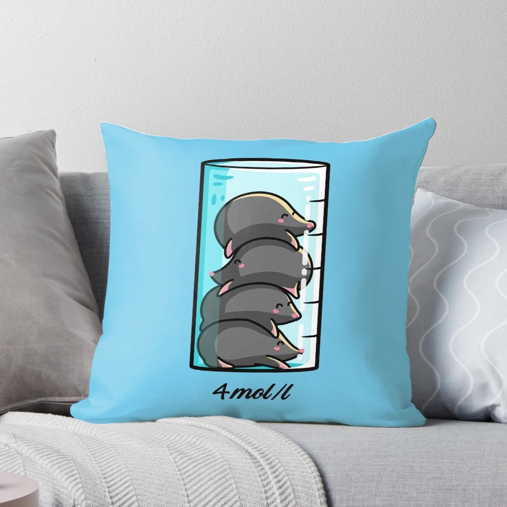 Pillow featuring a chemistry joke about moles per litre