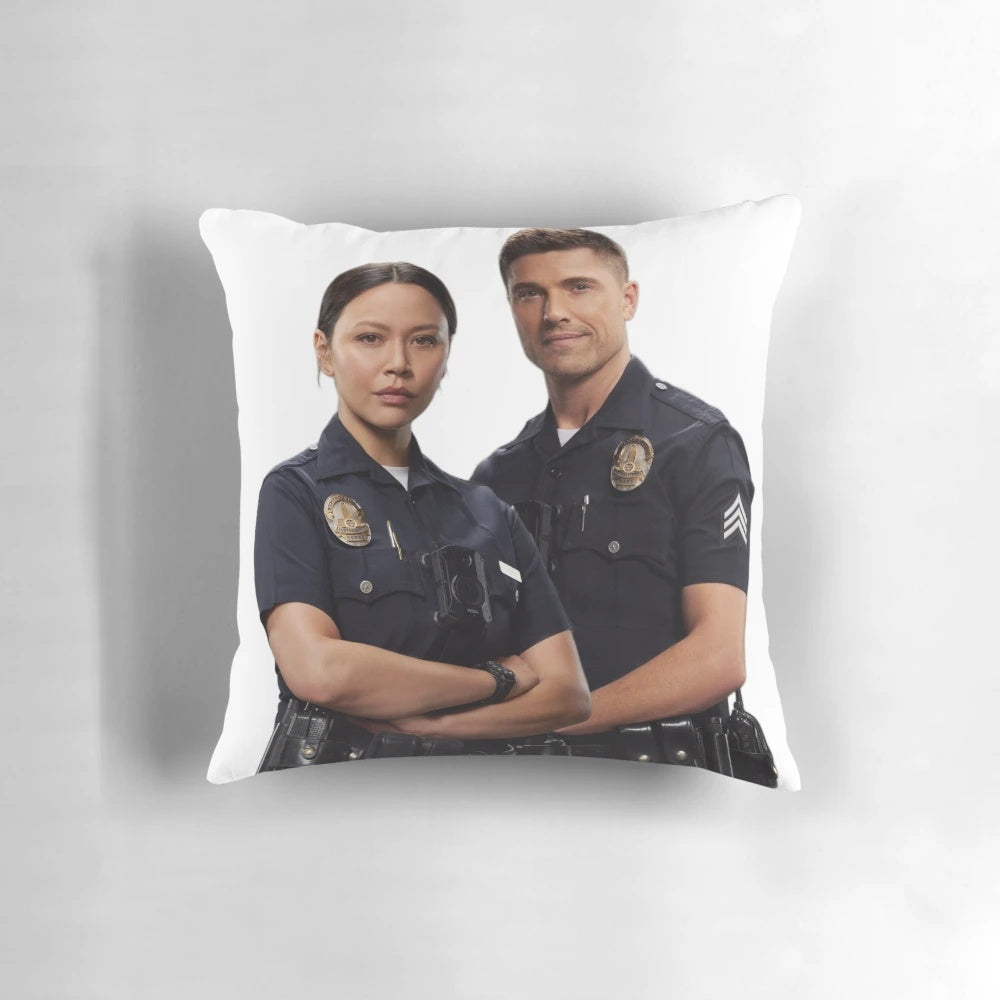 Chenford Pillow featuring characters Tim Bradford and Lucy Chen from the TV show The Rookie