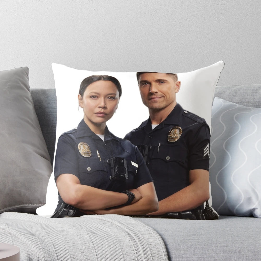 Chenford Pillow featuring characters Tim Bradford and Lucy Chen from the TV show The Rookie