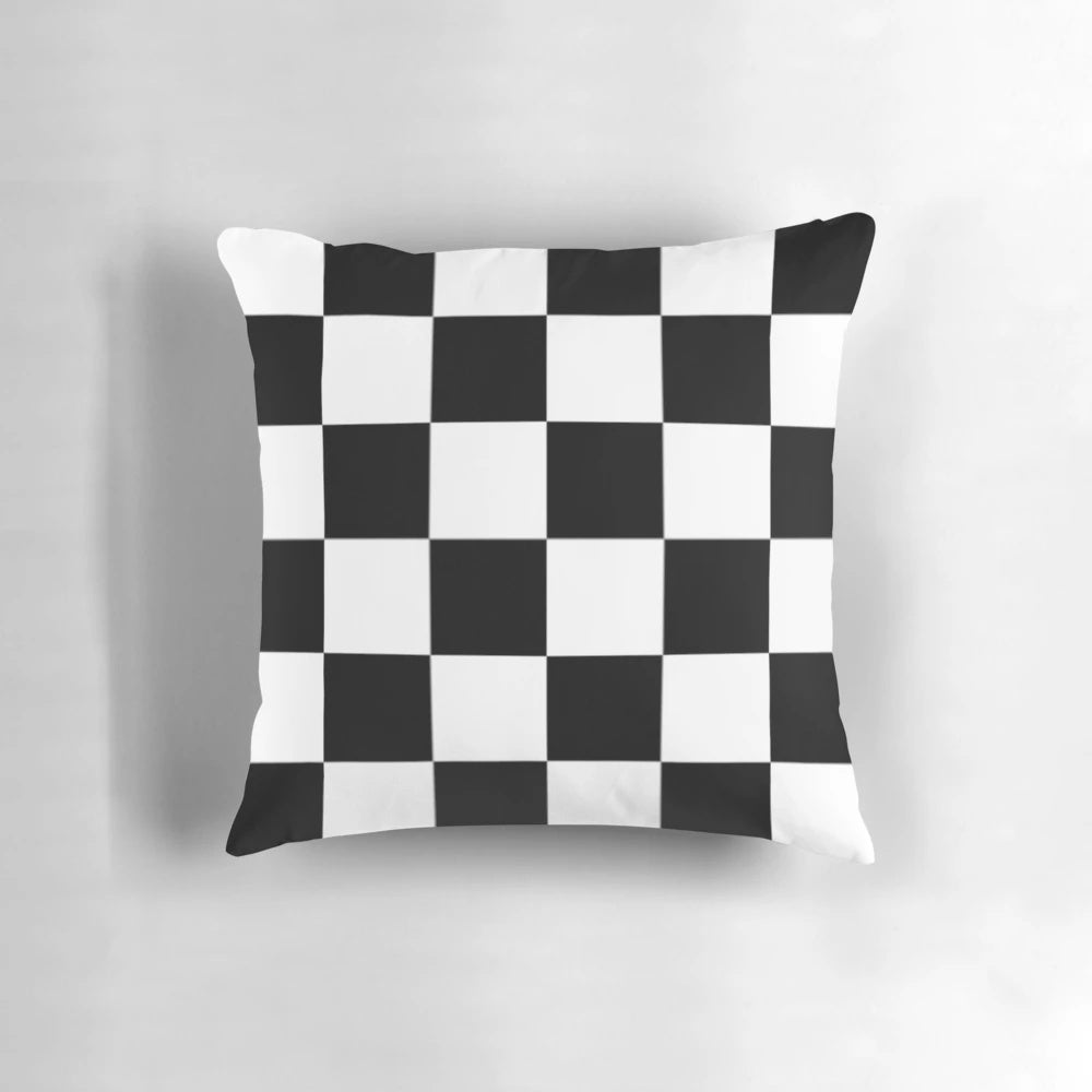 Chequered flag inspired decorative pillow for Formula 1 and motorsport fans