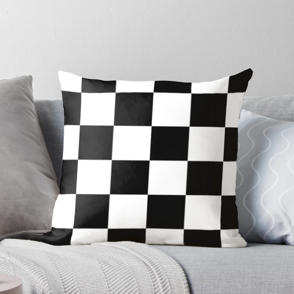 Chequered flag inspired decorative pillow for Formula 1 and motorsport fans
