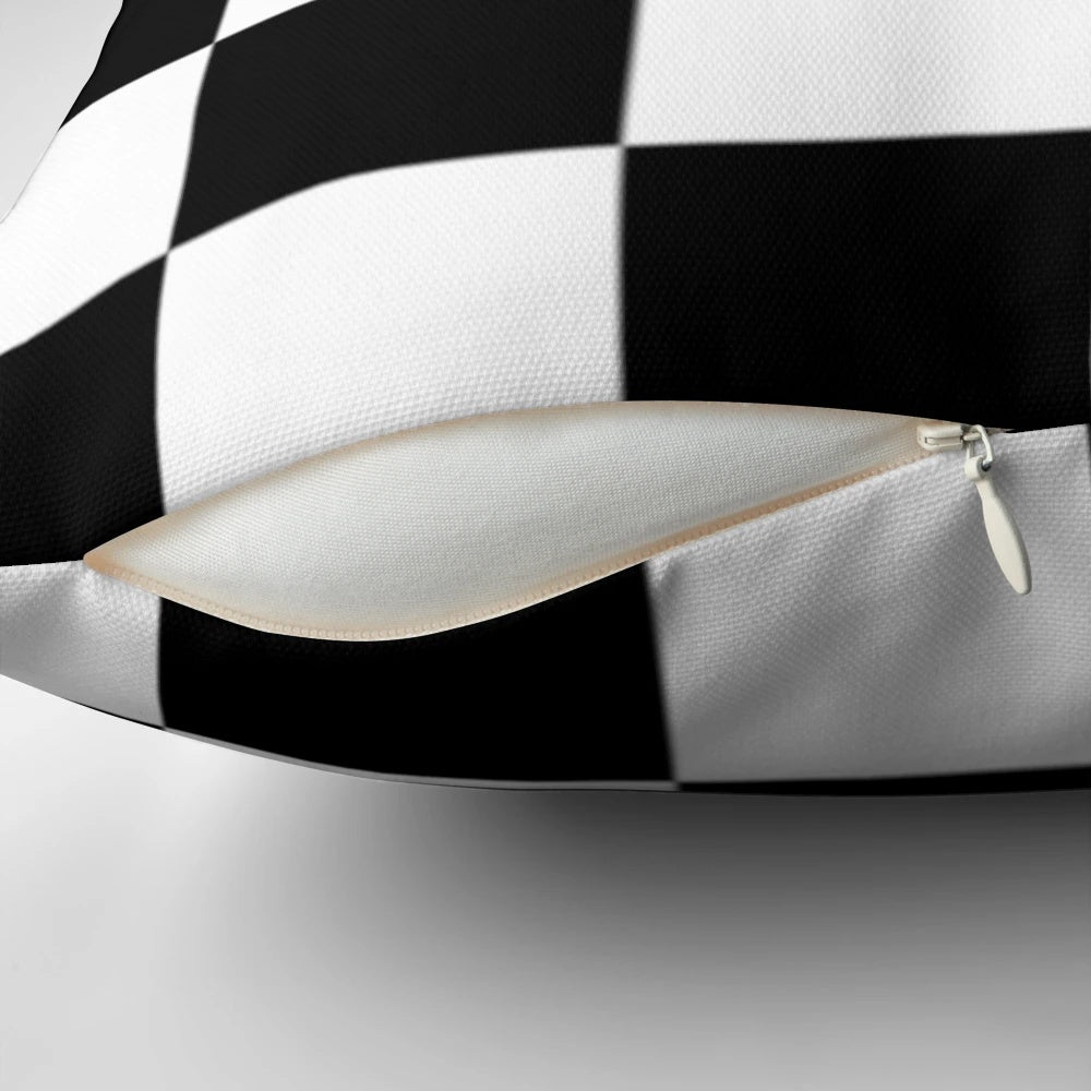 Chequered flag inspired decorative pillow for Formula 1 and motorsport fans