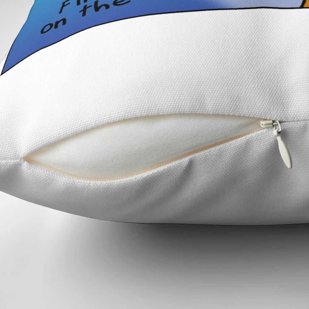 Cherish Kindness Inspirational Pillow with Whimsical Dog on the Moon Design