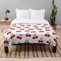 Cherries inspired plush blanket with pop art design