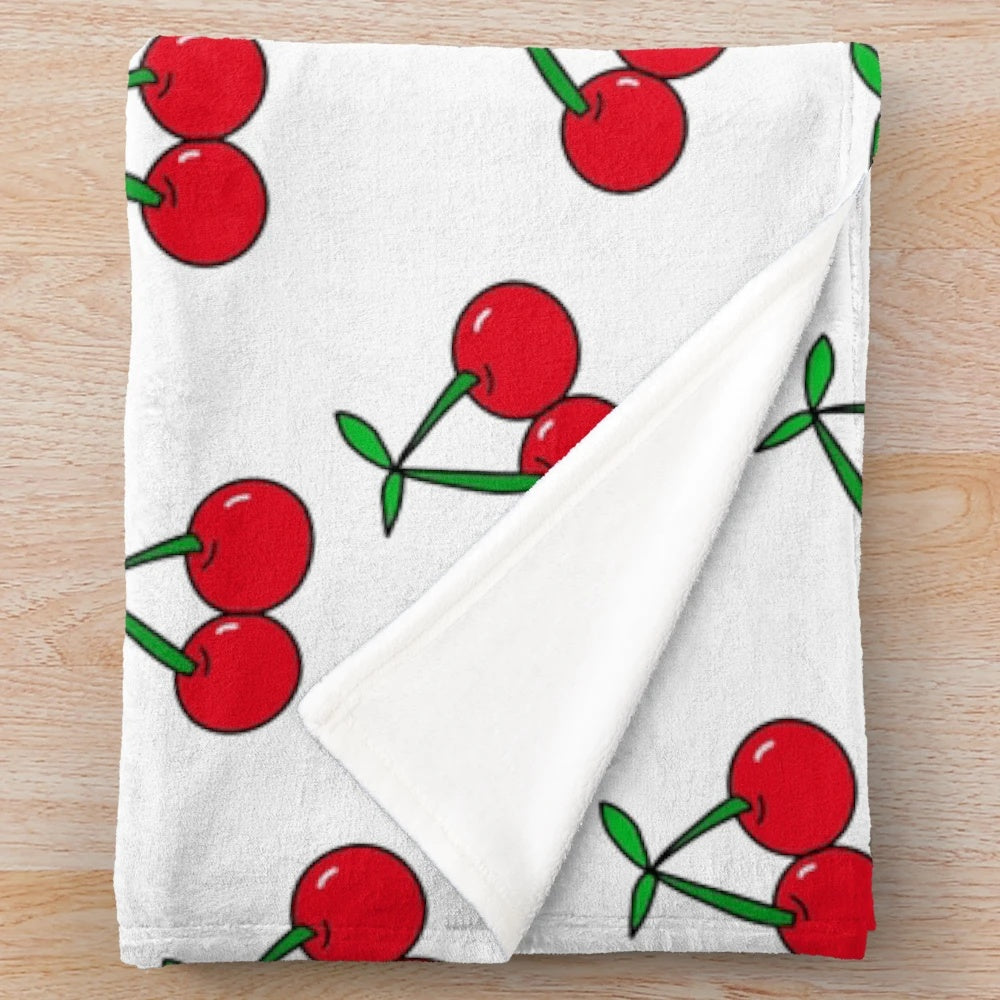 Cherries inspired plush blanket with pop art design