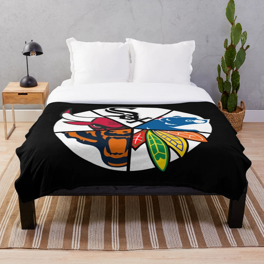 CHI FIVE SPORTS Plush Blanket featuring Chicago sports teams