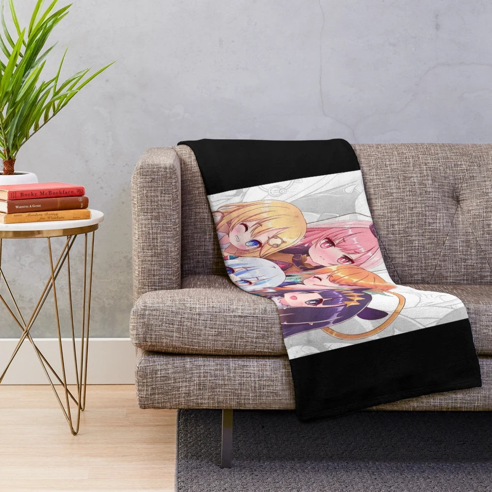 Chibi Anime Plush Blanket with Gawr Gura, a Hololive VTuber