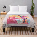 Cozy Beelzebub plush blanket with chibi character design