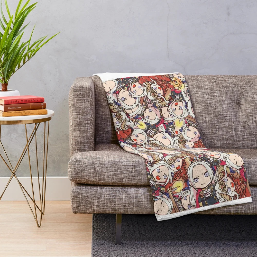 Chibi Edelgard Collage Plush Blanket for Fire Emblem Three Houses Fans