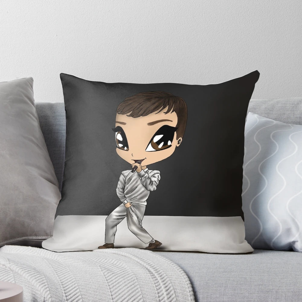 Adorable chibi-style pillow featuring Swedish singer Eric Saade, known for his Eurovision and Melodifestivalen performances.