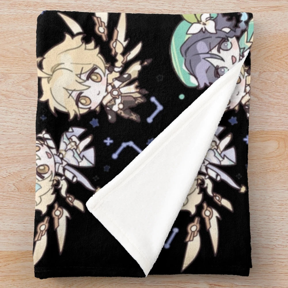 Genshin Impact Chibi Characters Plush Blanket