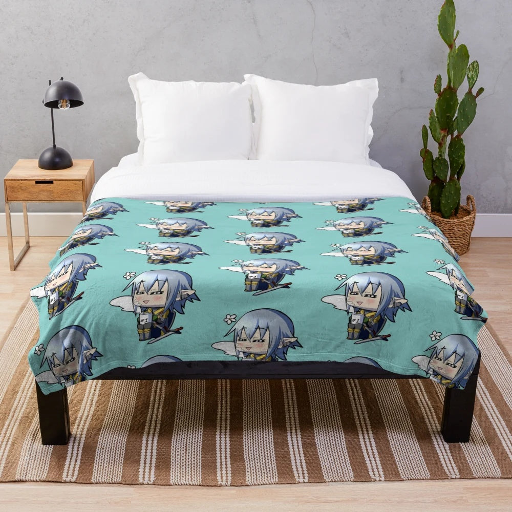 Chibi Haurchefant from Final Fantasy 14 on a plush blanket
