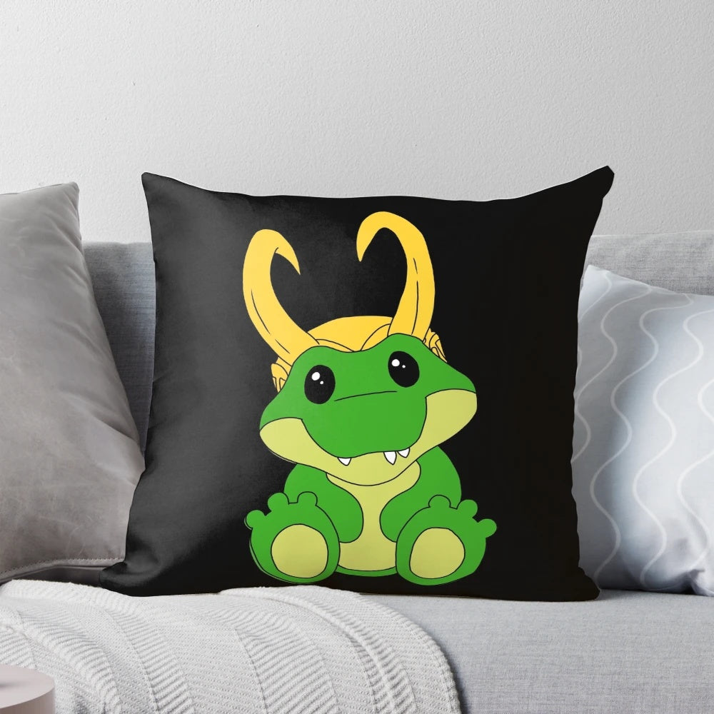 Soft, plush chibi Loki alligator variant pillow with cute anime design