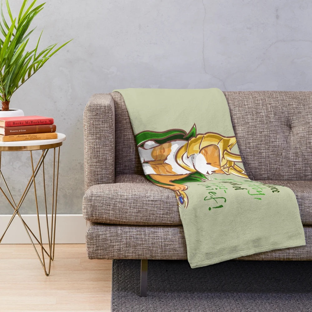 Chibi Loki plush blanket with an adorable orange tabby cat design