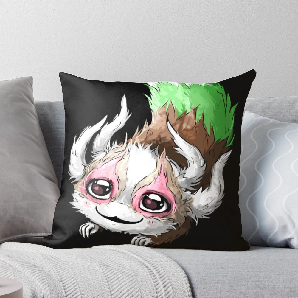 Chibi Palontras from the horror game Fran Bow featured on a decorative pillow