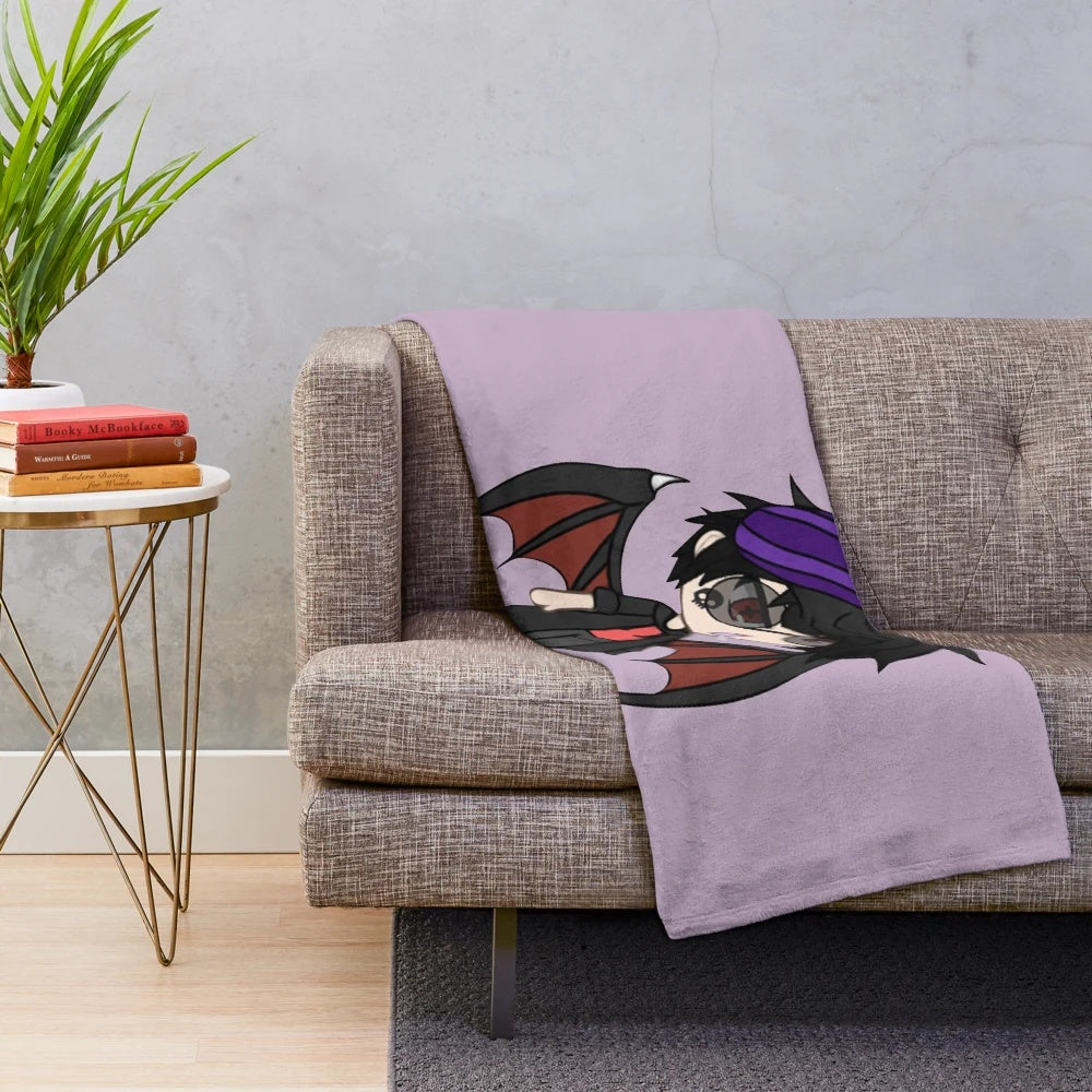 Chibi vampire boy plush blanket with kawaii anime design
