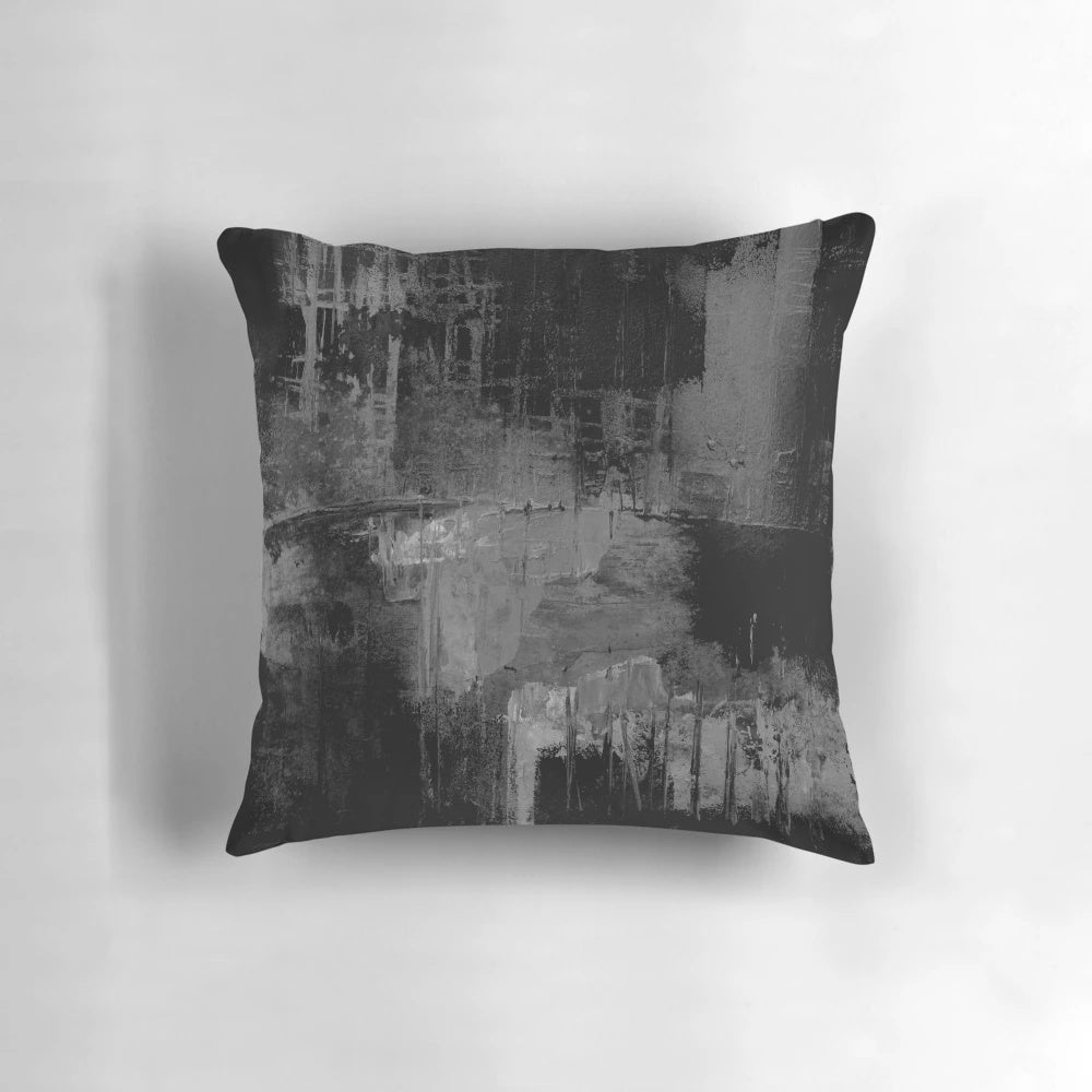 Pair of abstract black and grey decorative pillows for contemporary living room decor