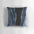 Decorative abstract blue and gold modern geode agate print accent pillow