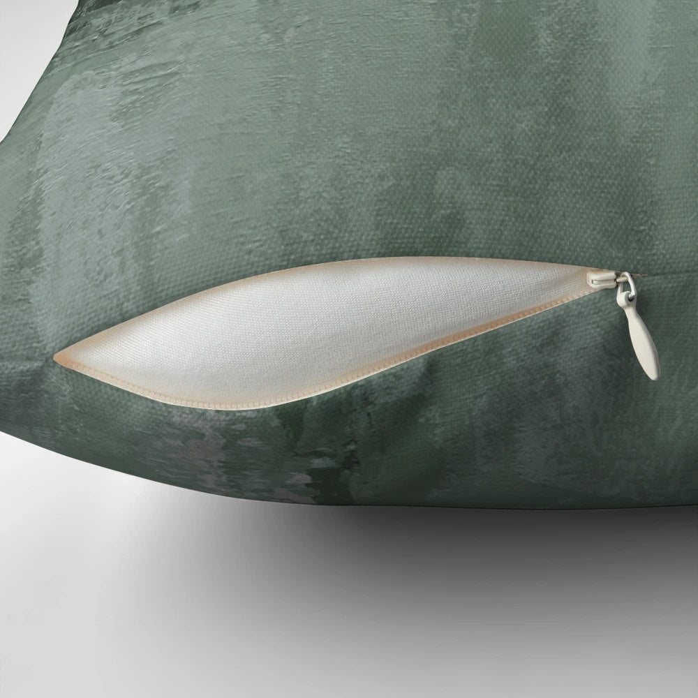 Vibrant abstract green and grey textured pillow for modern, Scandinavian-inspired home decor