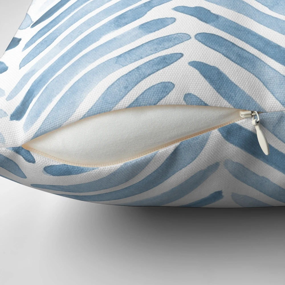Soft, cozy baby blue watercolor herringbone pattern pillow for modern, scandinavian-inspired home decor.