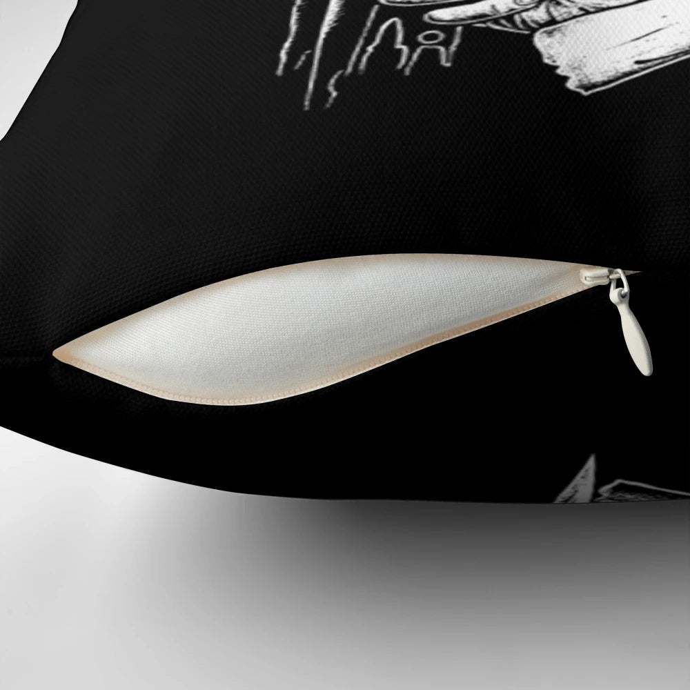 Stylish black and white color pillow featuring an abstract music-inspired design