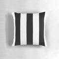 Black and white striped pillow with an awning-inspired design from rewstudio
