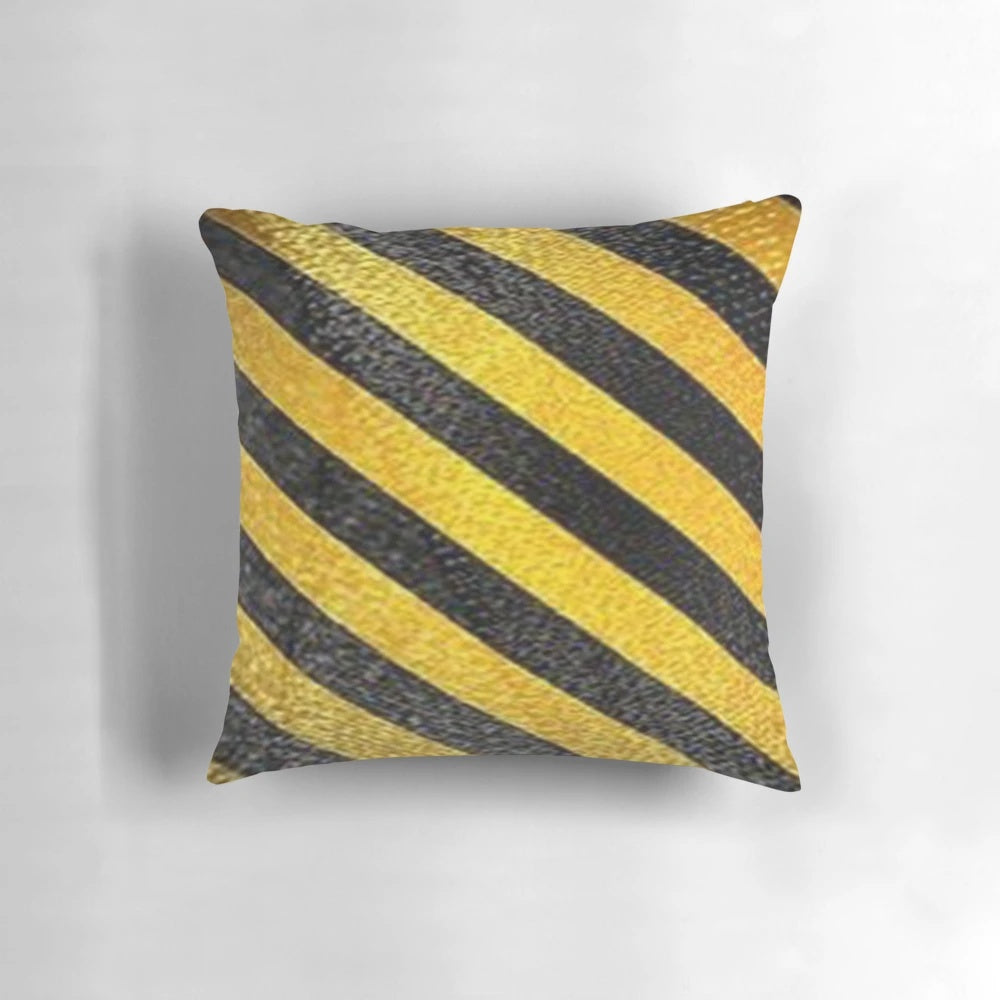 Black and yellow striped caution decorative throw pillow for home