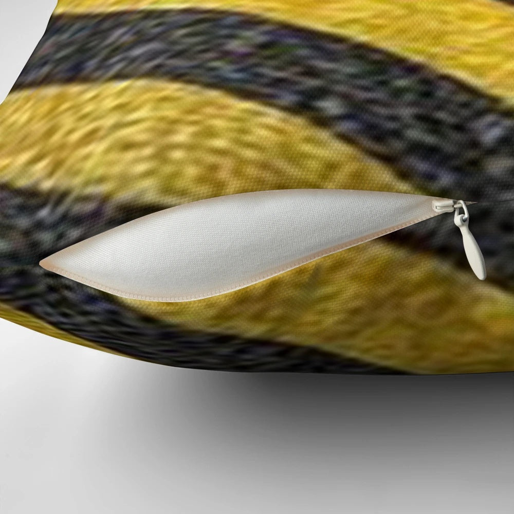 Black and yellow striped caution decorative throw pillow for home