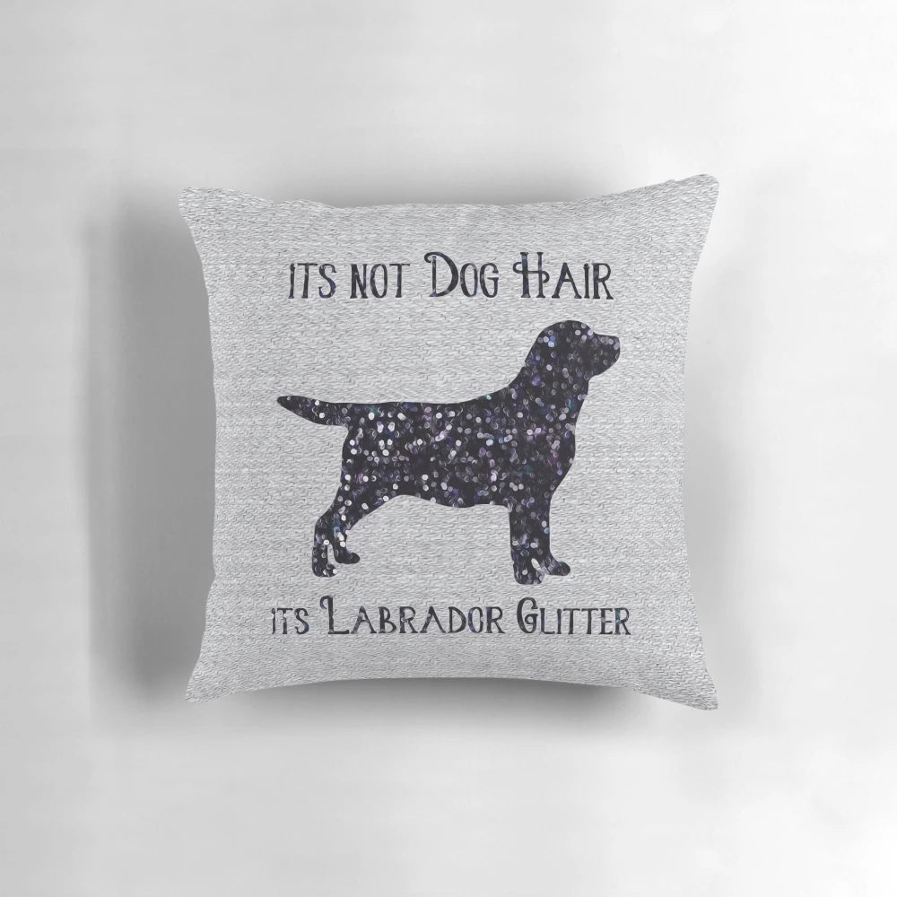 Black labrador dog breed throw pillow with glitter design