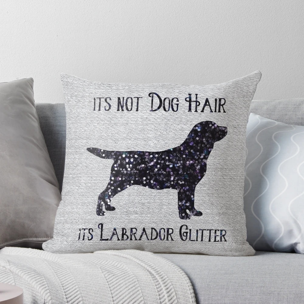 Black labrador dog breed throw pillow with glitter design